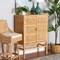 Baxton Studio Vivan Modern Bohemian Natural Brown Rattan and Mahogany Wood 3-Shelf Storage Cabinet 228-13134-ZORO - alternate 4